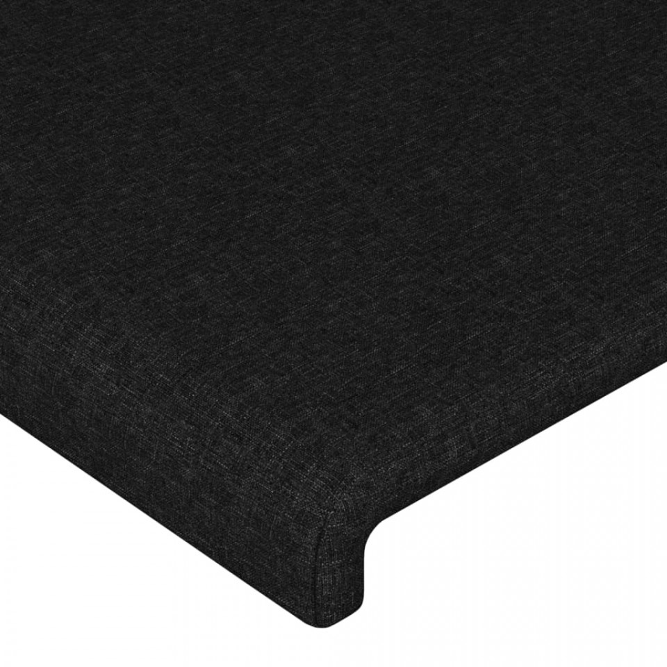 Tăblie de pat cu aripioare negru 203x16x78/88 cm textil
