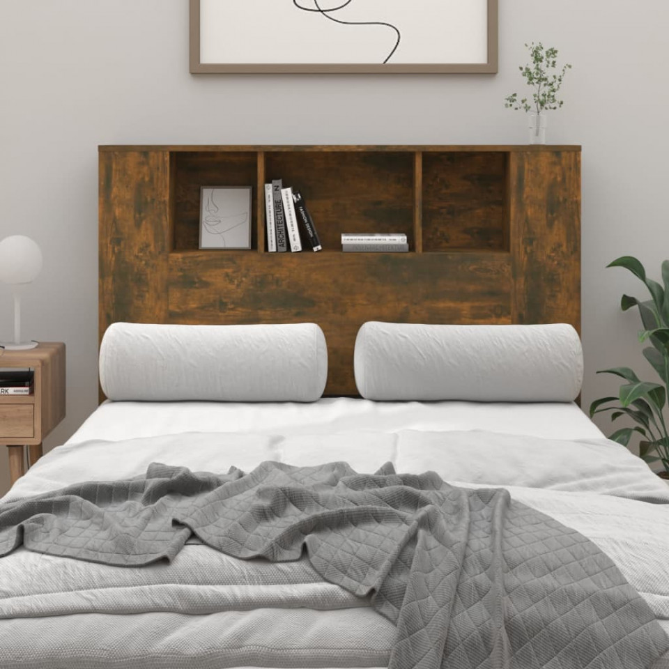 Tăblie de pat cu dulap, stejar fumuriu, 120×18,5×104,5 cm (si imagine noua