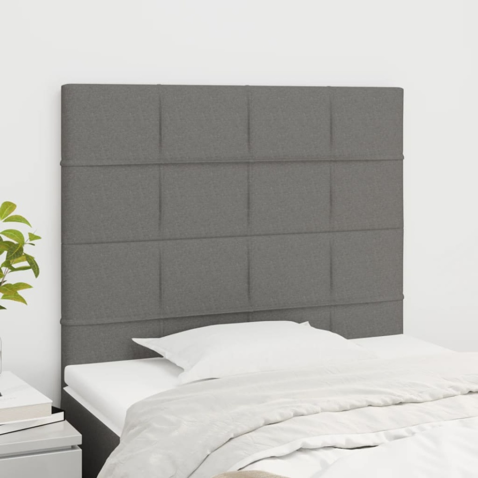 Tăblii de pat, 2 buc, gri închis, 90x5x78/88 cm, textil