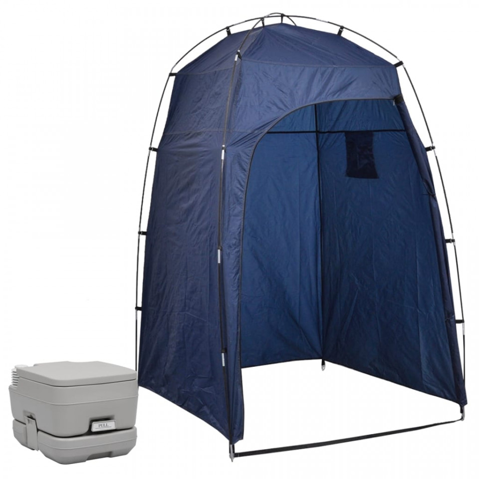 Toaletă portabilă pentru camping, cu cort, 10+10 L Casa Practica