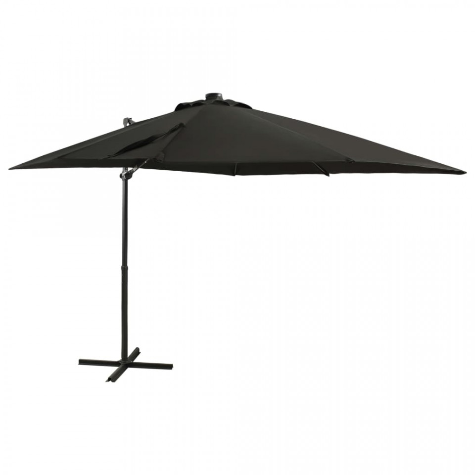 Poza Umbrela suspendata cu stalp si LED-uri, negru, 250 cm