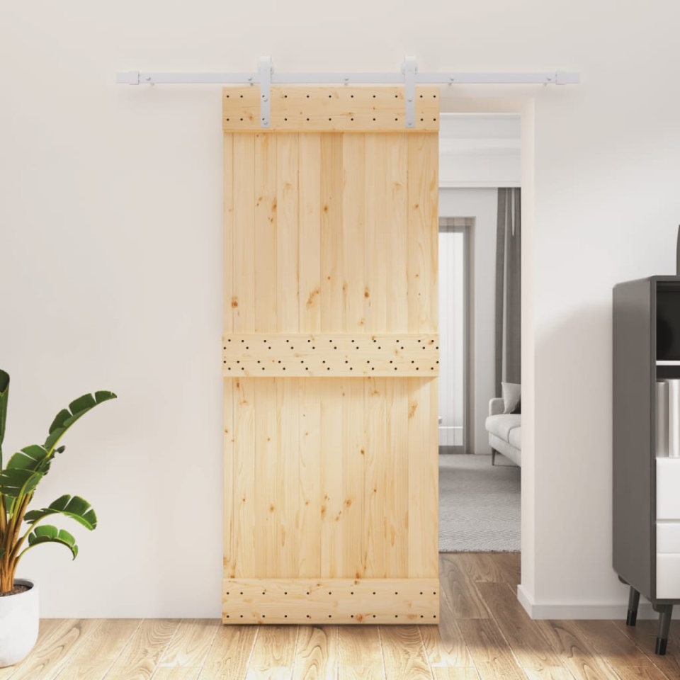 Ușă glisantă cu set de feronerie 85x210 cm, lemn masiv de pin