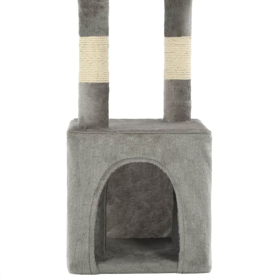 Ansamblu pentru pisici cu stâlpi din funie de sisal, 109 cm gri