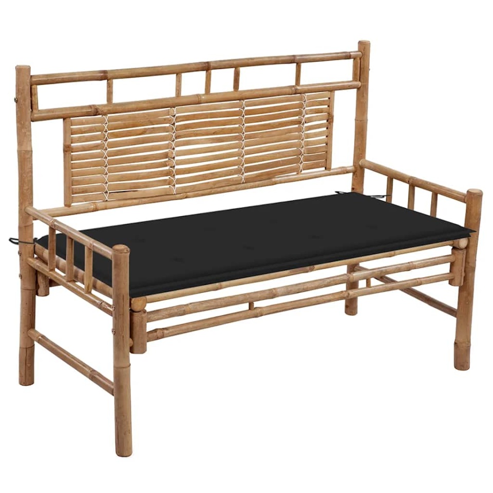 Bancă de grădină cu pernă, 120 cm, bambus
