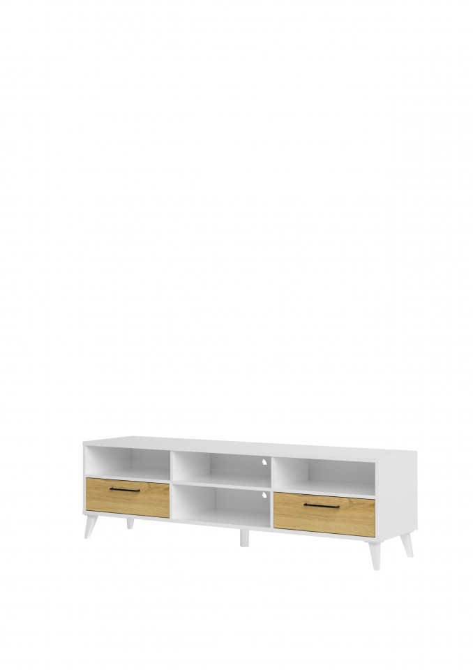 Barris 25 dulap tv cu 2 sertare 160 x 48 x 42 cm 2s white/walnut