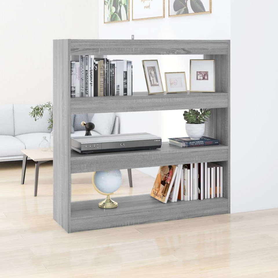 Bibliotecă/Separator cameră, gri sonoma, 100x30x103 cm