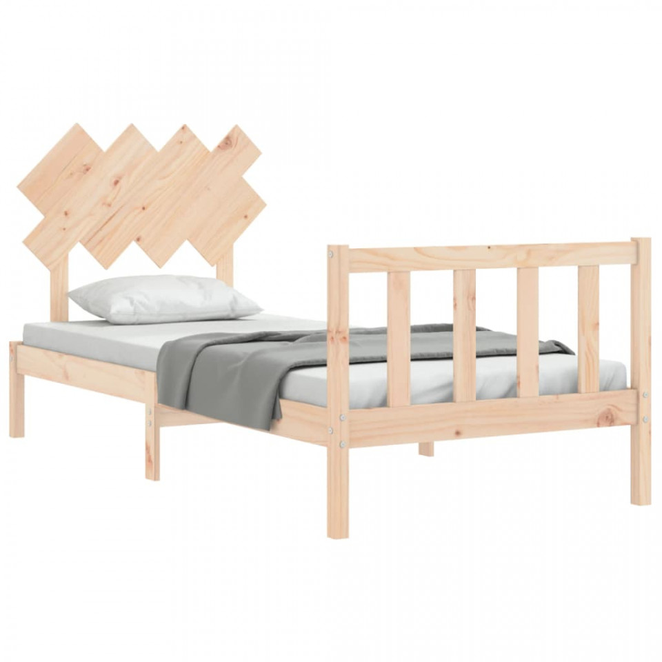 Cadru de pat cu tăblie 3FT, single, lemn masiv