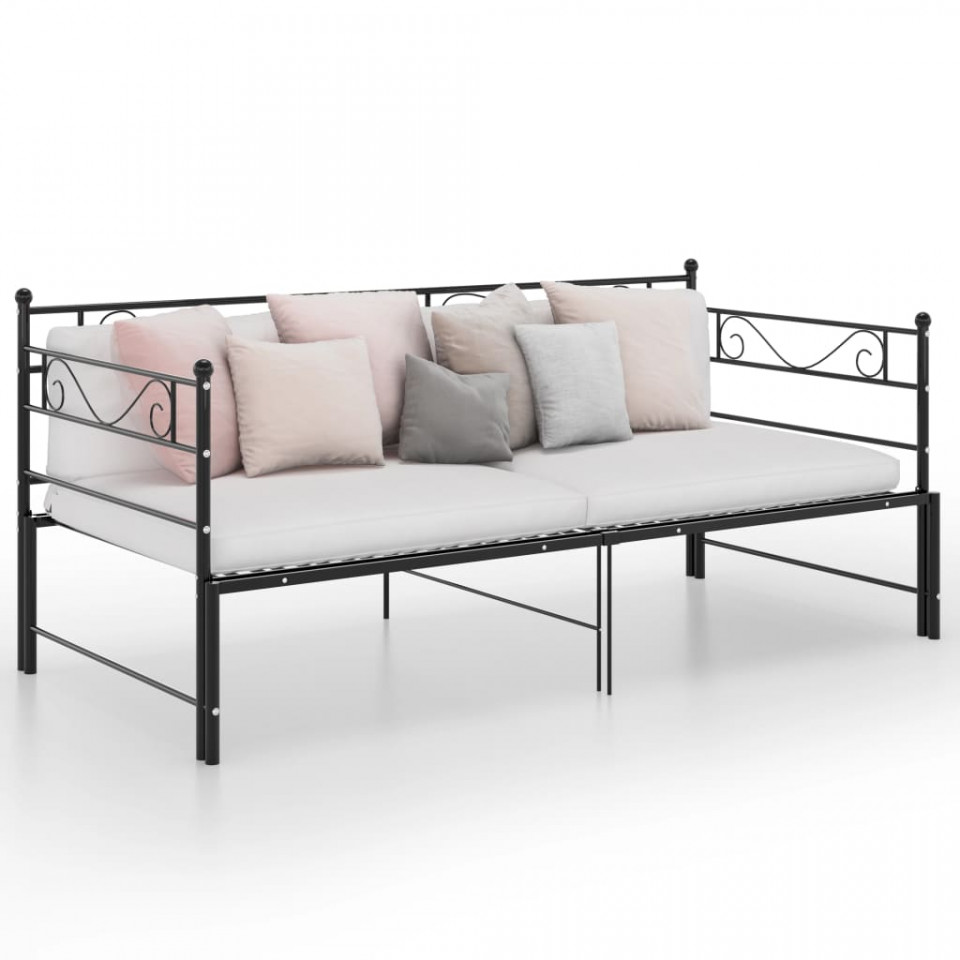 Poza Cadru pat canapea extensibila, negru, 90x200 cm, metal