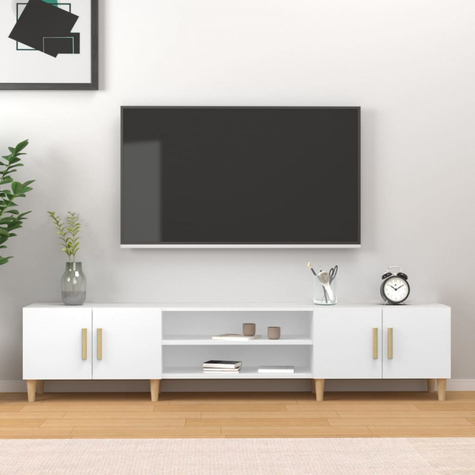 Comodă TV, alb, 180x31,5x40 cm, lemn prelucrat