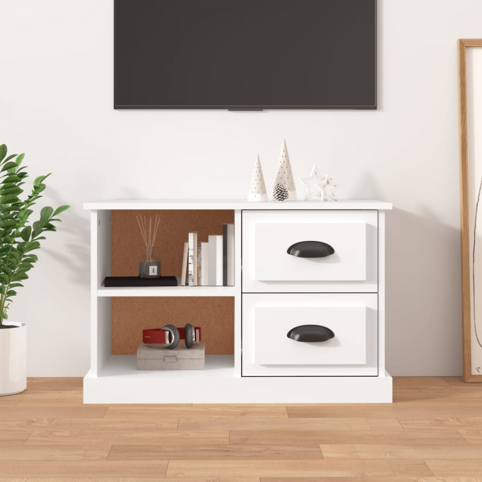 Comodă TV, alb, 73x35,5x47,5 cm, lemn prelucrat