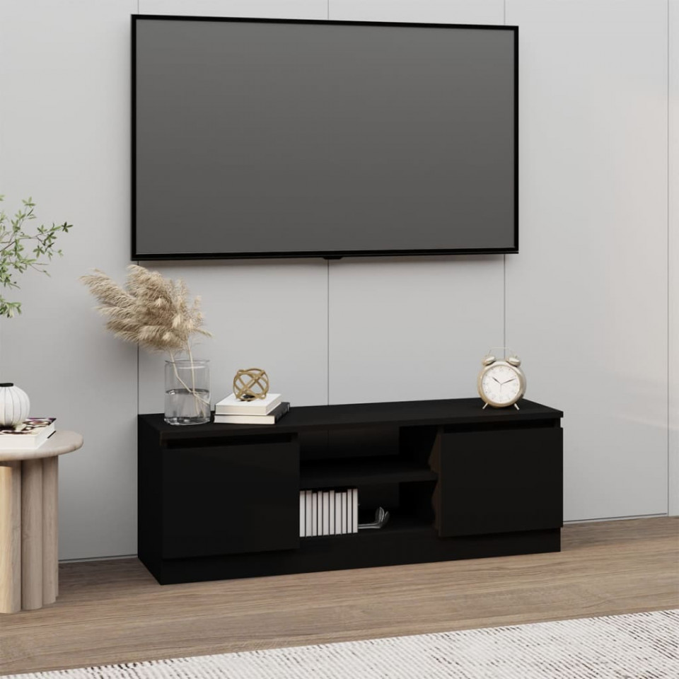 Poza Comoda TV cu usa, negru, 102x30x36 cm