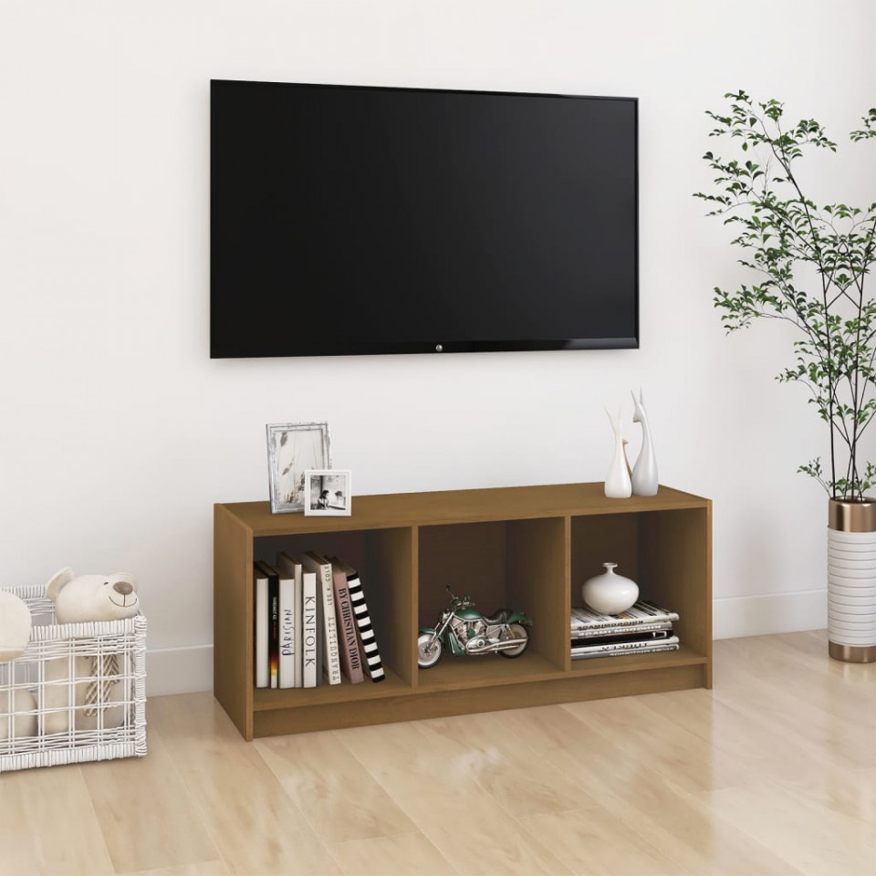 Poza Comoda TV, maro miere, 104x33x41 cm, lemn masiv de pin