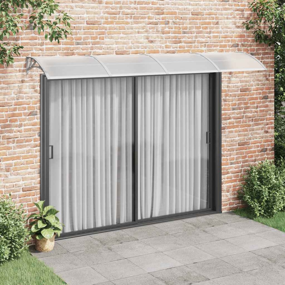 Copertină de ușă, gri și transparent, 350x75 cm, policarbonat