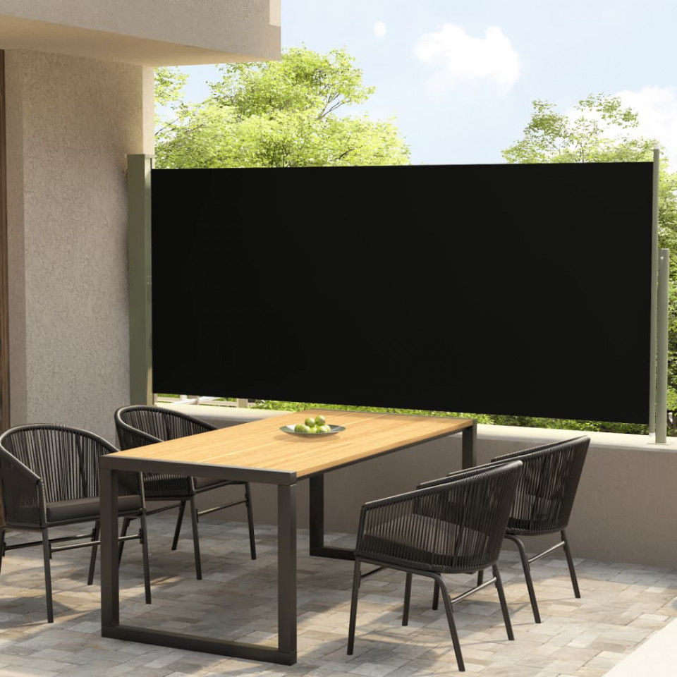 Copertină laterală retractabilă de terasă, negru, 140×300 cm Casa Practica