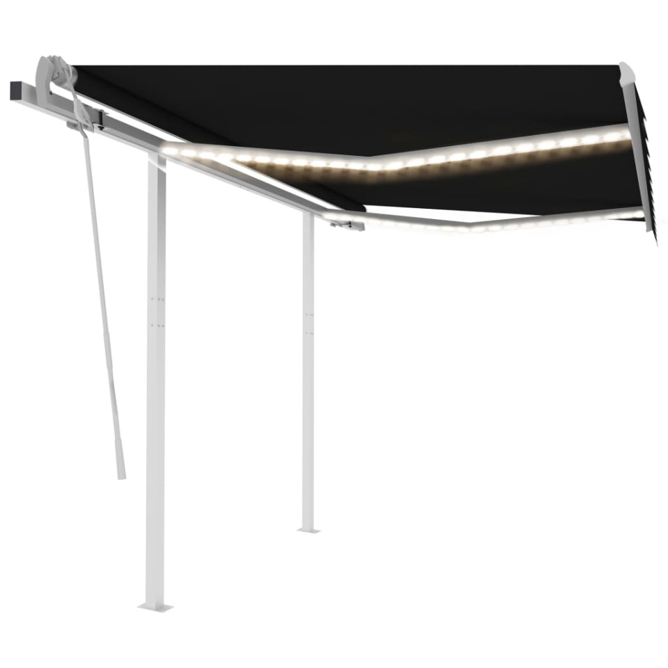 Copertină retractabilă manual cu LED, antracit, 3x2,5 m