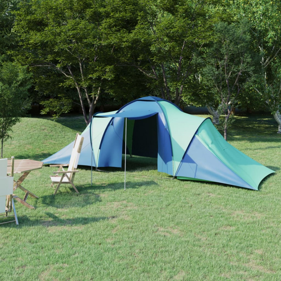 Cort camping, 6 persoane, albastru și verde (IN