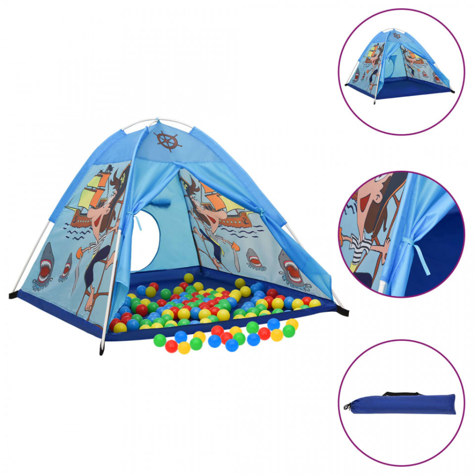 Cort de joacă pentru copii, albastru, 120x120x90 cm 120x120x90 imagine noua