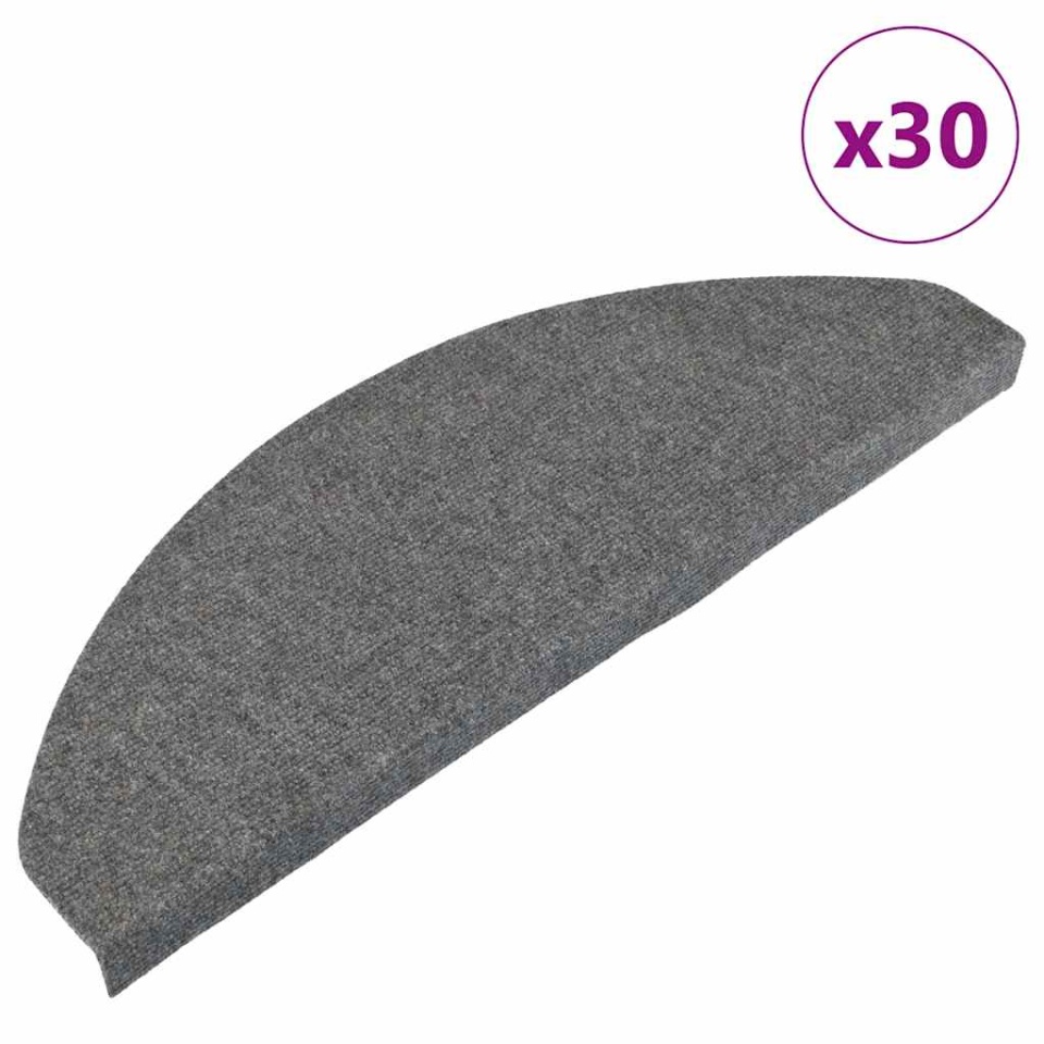 Covorașe scară autoadezive 30 buc Gri 65x22,5x3,5 cm
