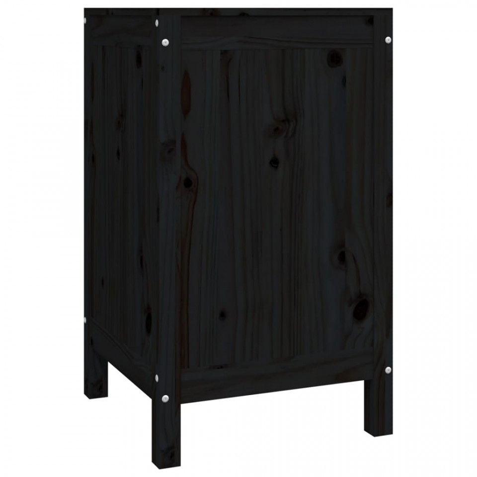Cutie de rufe, negru, 44x44x76 cm, lemn masiv de pin