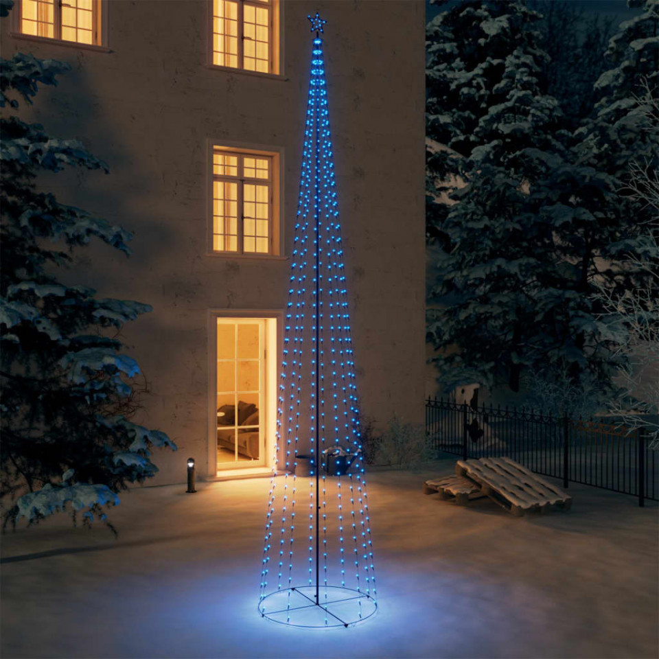 Decorațiune brad Crăciun conic 752 LED-uri albastru 160×500 cm 160x500