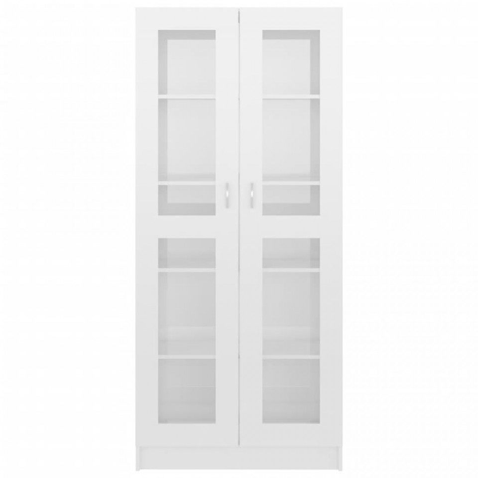 Dulap cu vitrină, alb extralucios, 82,5 x 30,5 x 185,5 cm, PAL