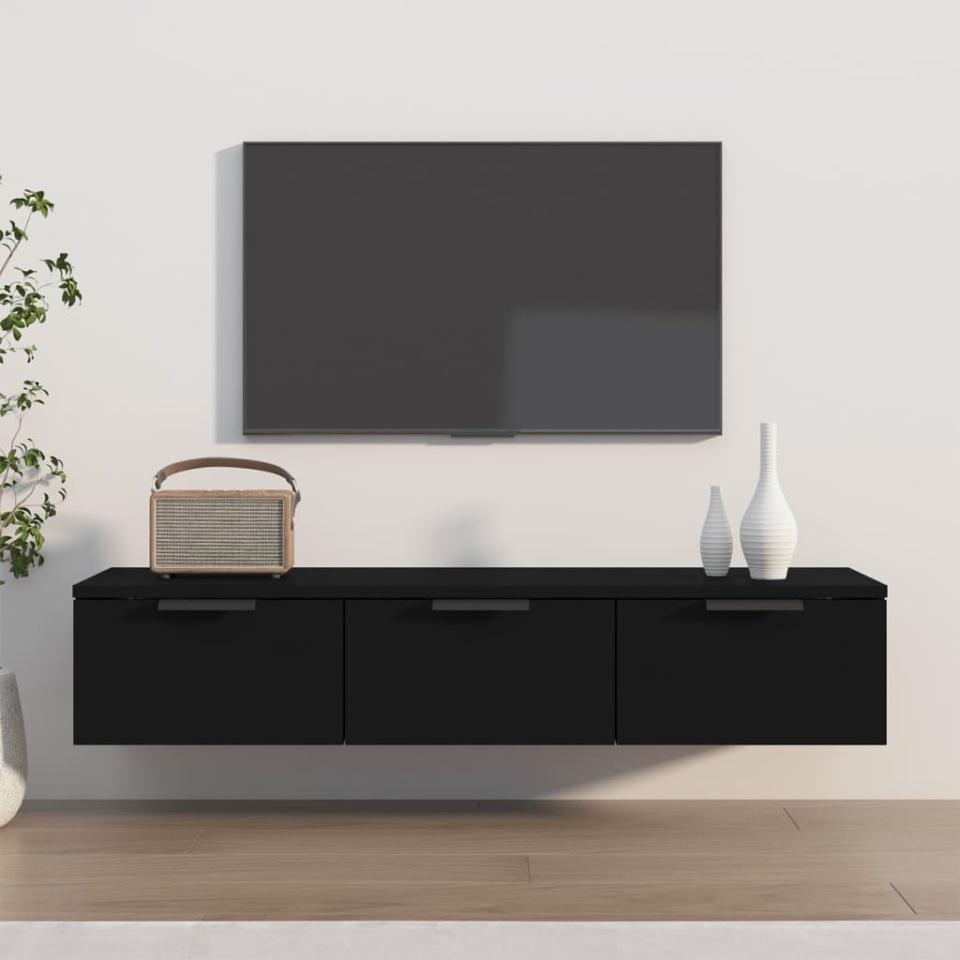 Dulap de perete, negru, 102x30x20 cm, lemn prelucrat