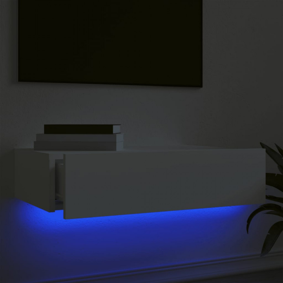Dulap TV cu lumini LED, alb, 60x35x15,5 cm