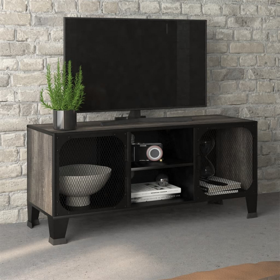Dulap tv ,gri,105x36x47 cm,metal și mdf