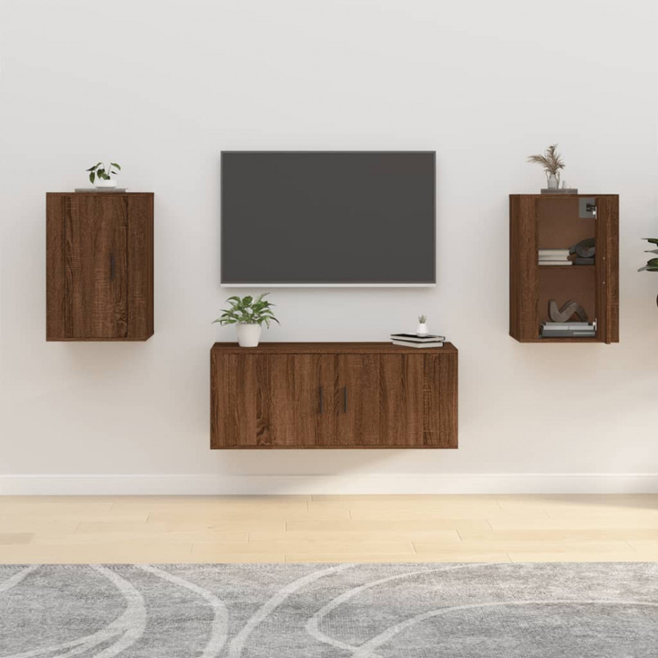 Dulapuri TV montate pe perete 2 buc. stejar maro 40x34,5x60 cm