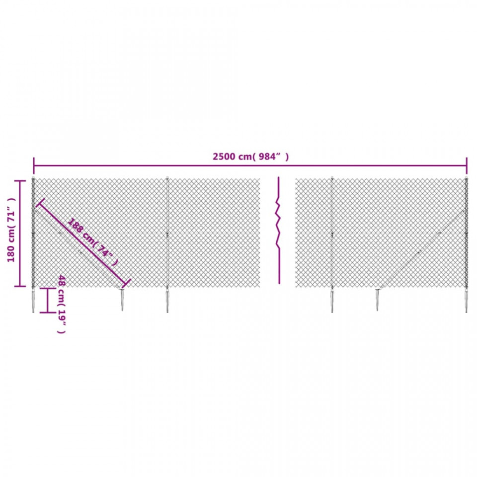 Gard plasă de sârmă cu țăruși de fixare, verde, 1,8x25 m