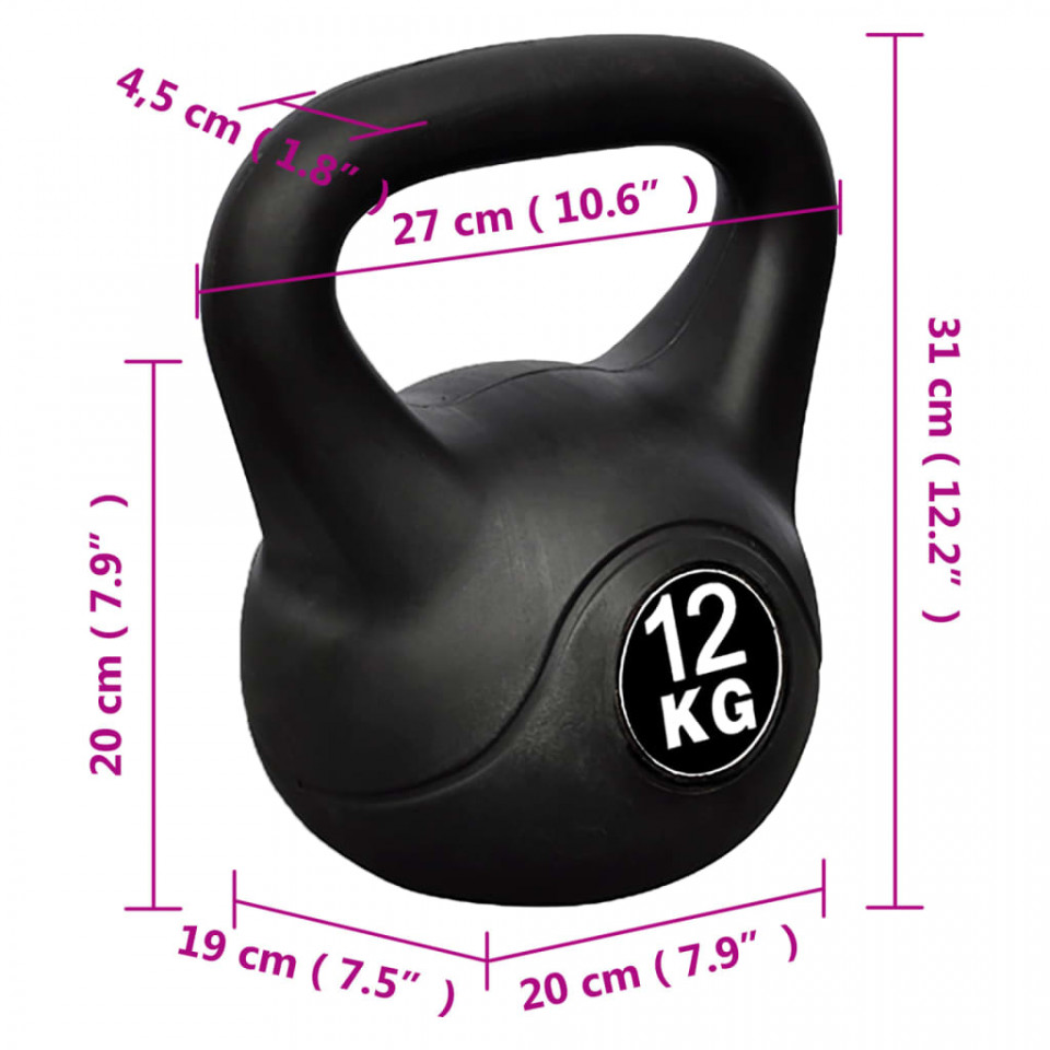 Greutate tip bilă cu mâner Kettlebell 12 kg