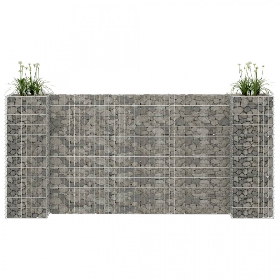 Jardinieră gabion în formă de h, sârmă oțel, 260 x 40 x 120 cm