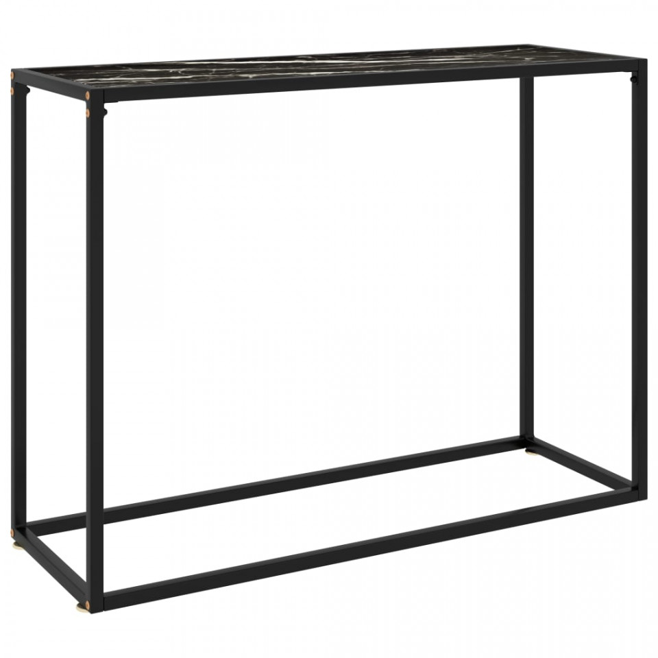 Masă consolă, negru, 100x35x75 cm, sticlă securizată