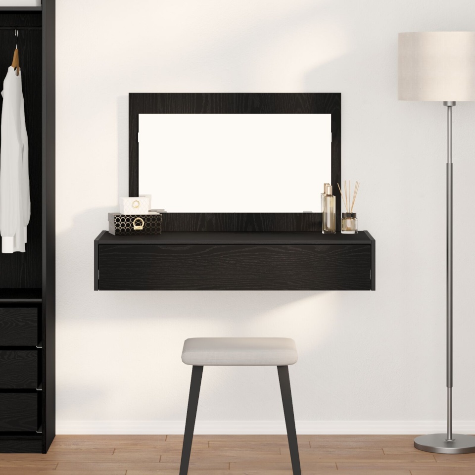 Masă de toaletă suspendată Negru Stejar 100x40x70 cm
