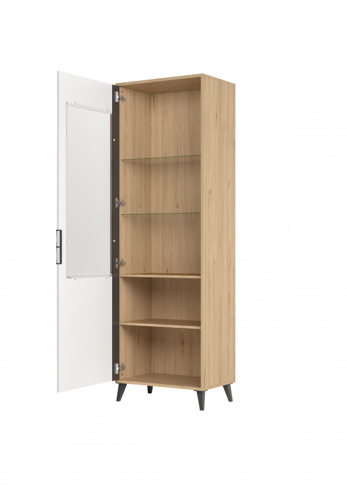 Moet 10 Vitrină Dreapta Cu 1 Ușă 65X204X42 Cm 1D Walnut/White/Graphiteowy