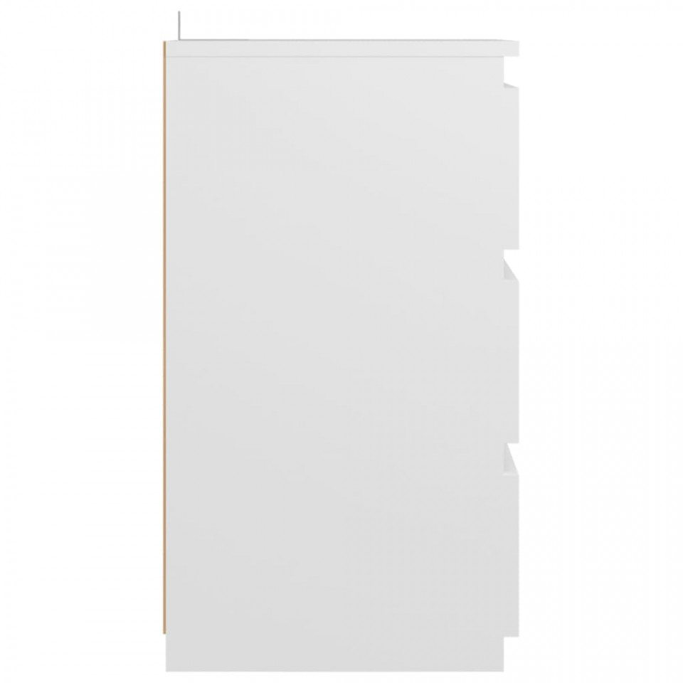 Noptieră, alb, 40x35x62,5 cm, lemn compozit