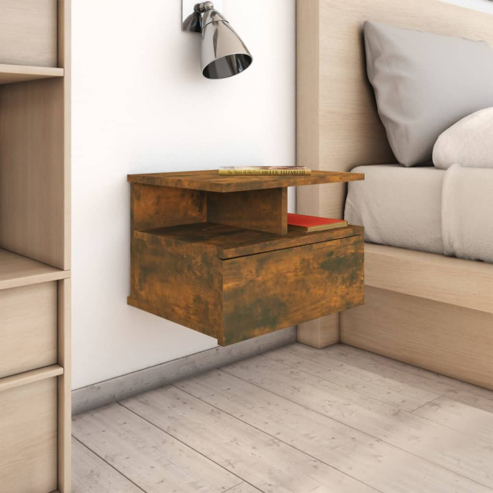Noptiere plutitoare 2 buc. stejar fumuriu 40x31x27 cm lemn