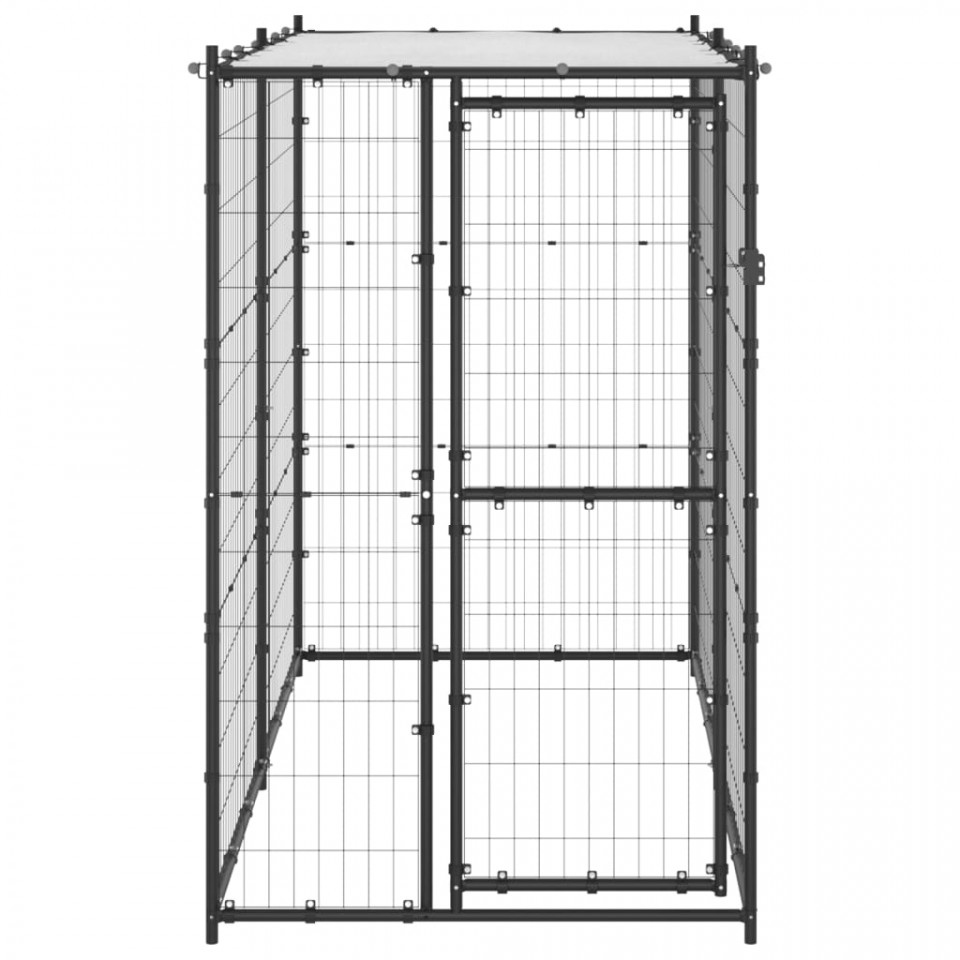 Padoc pentru câini de exterior cu acoperiș 110x220x180 cm oțel
