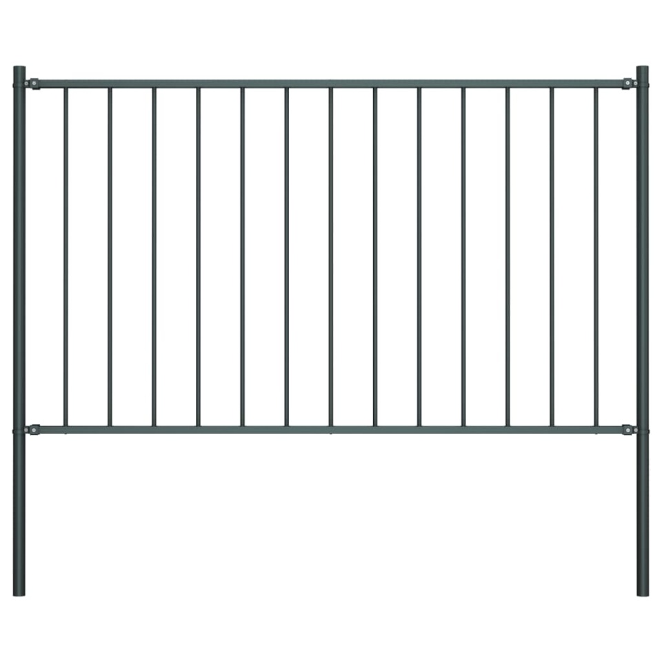 Panou de gard cu stâlpi, antracit, 1,7 x 1 m, oțel