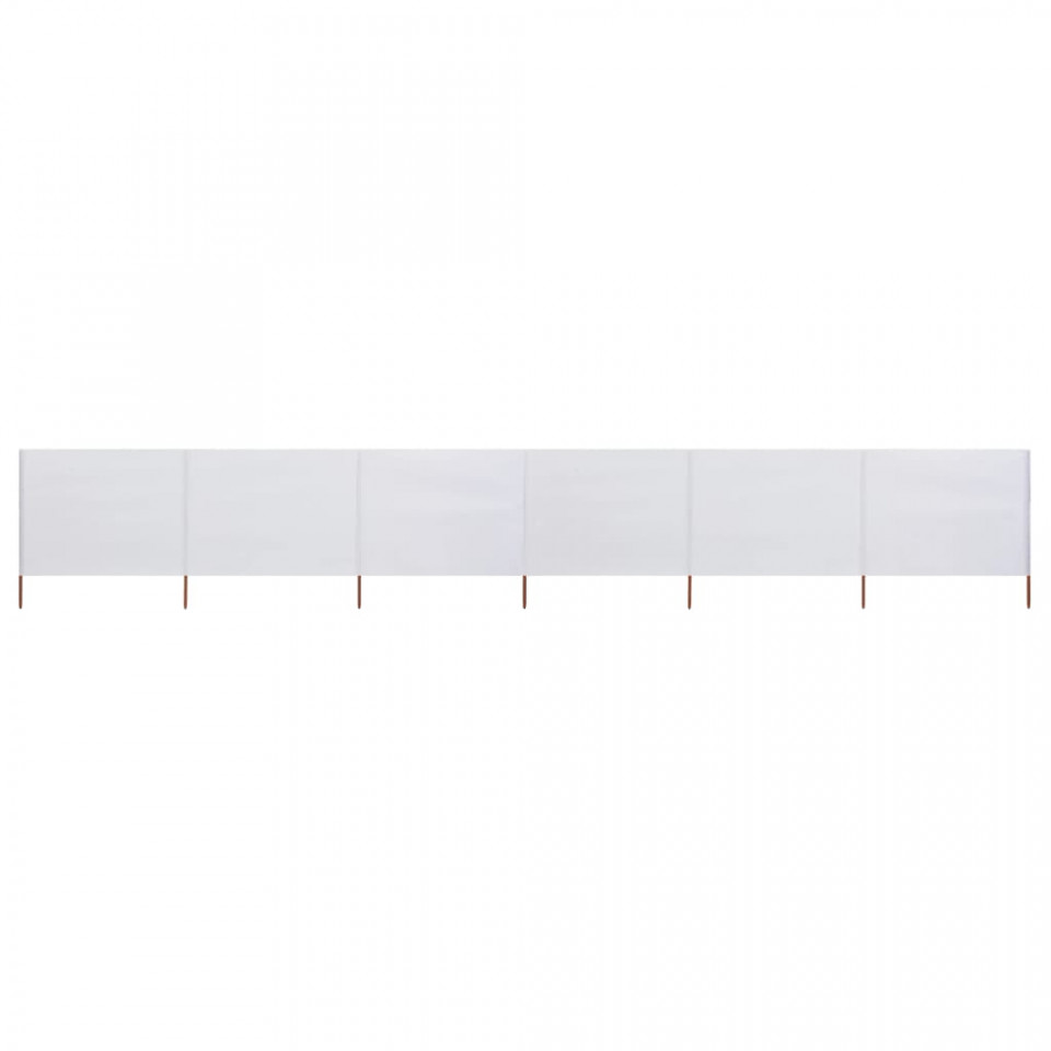 Paravan anti-vânt cu 6 panouri alb nisipiu 800x120 cm textil