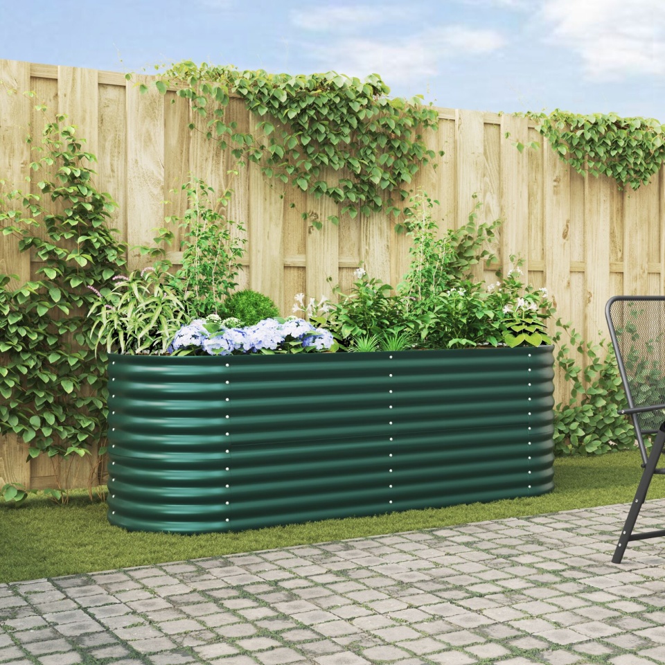 Pat Ridicat pentru Grădină Verde 240x80x81 cm din Oțel Galvanizat