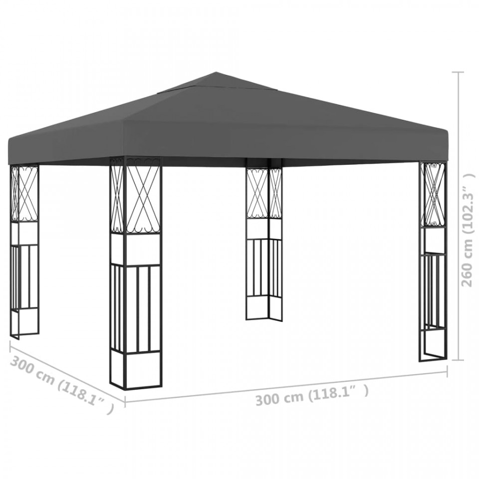 Pavilion, antracit, 3 x 3, material textil