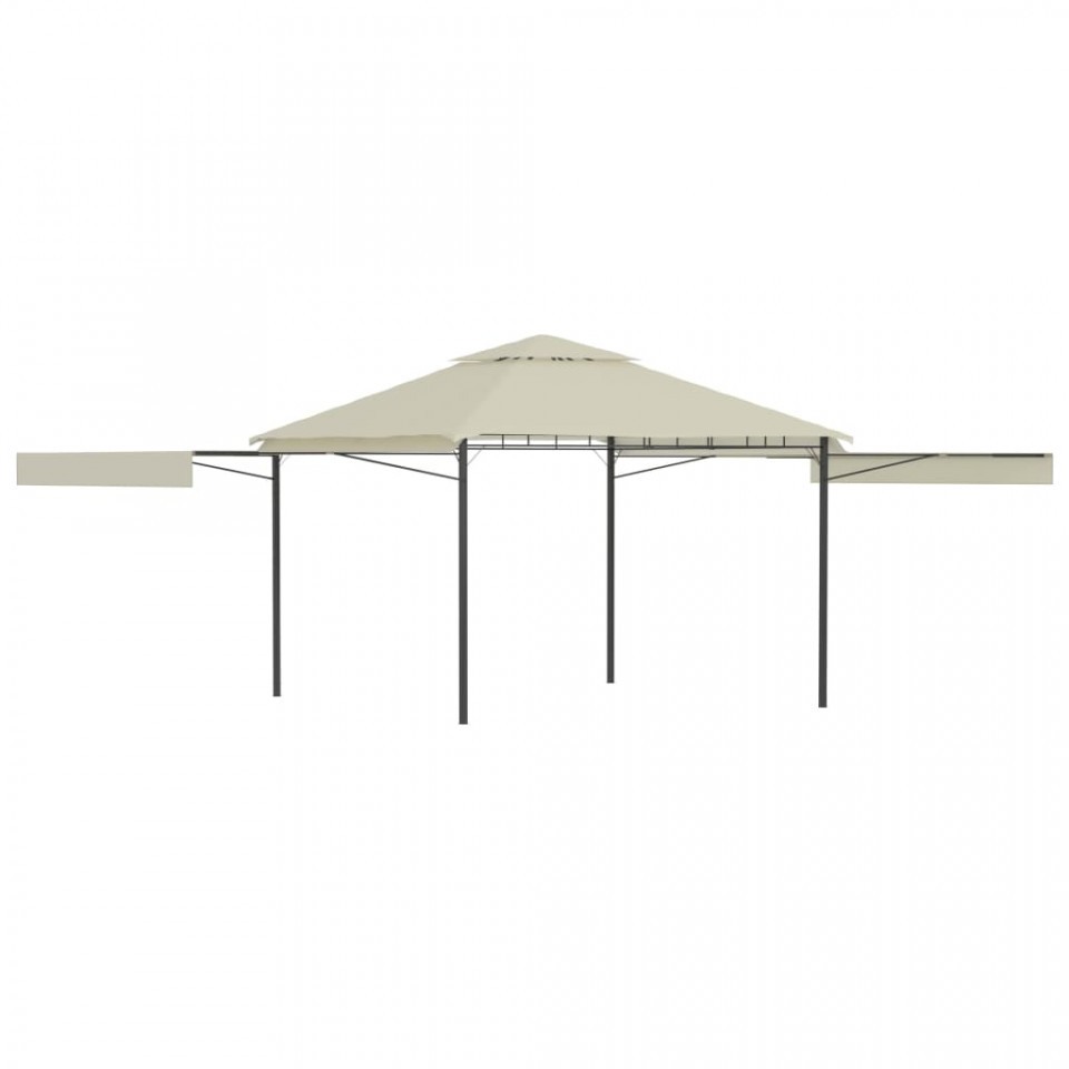 Pavilion cu acoperiș dublu extins, 3x3x2,75 m, crem, 180 g/m²