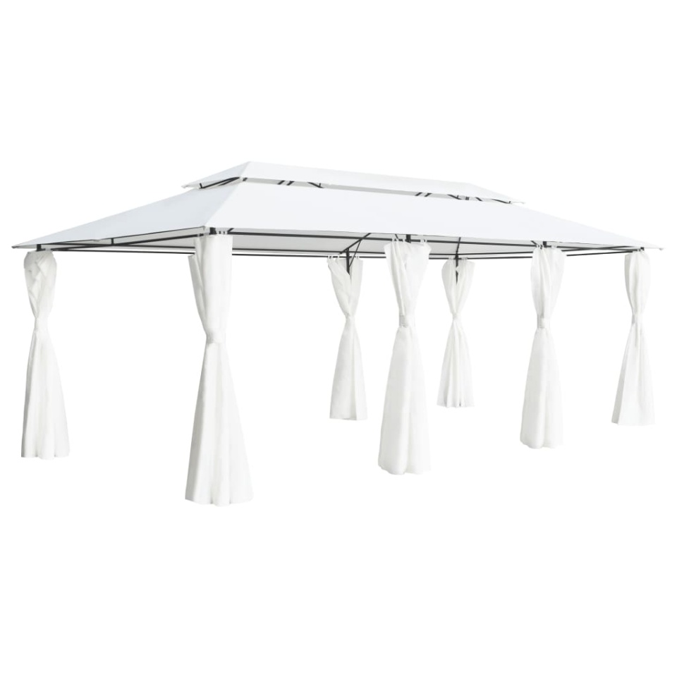 Pavilion cu perdele, alb, 600 x 298 x 270 cm, 180g/m²