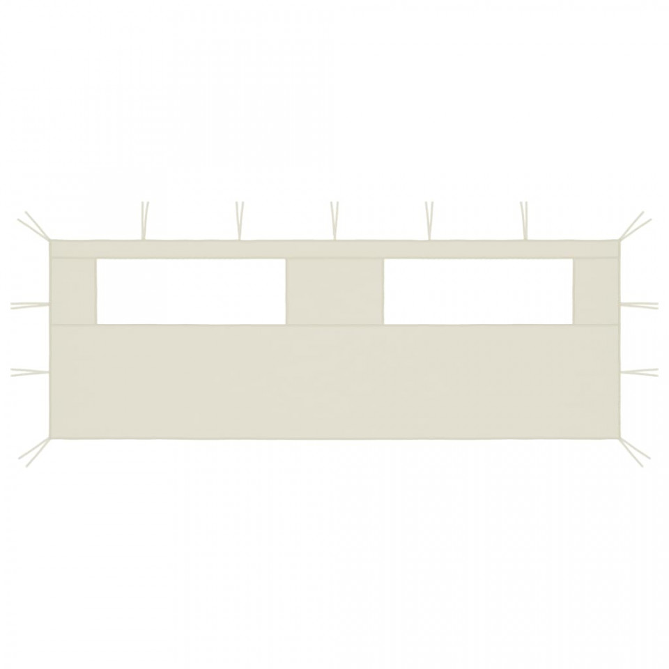 Perete lateral foișor cu ferestre, 6x2 m, crem