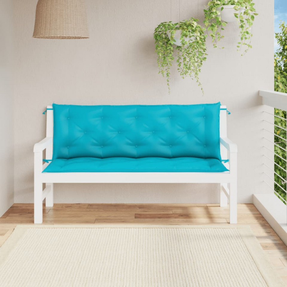 Perne bancă de grădină, 2 buc., turcoaz, 120x50x7 cm, textil