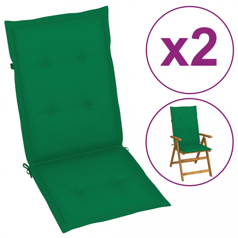 Poza Perne scaun de gradina, 2 buc, verde, 120x50x3 cm