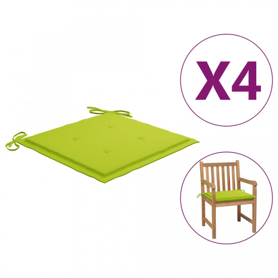 Poza Perne scaun de gradina, 4 buc., verde aprins, 50x50x4 cm, textil