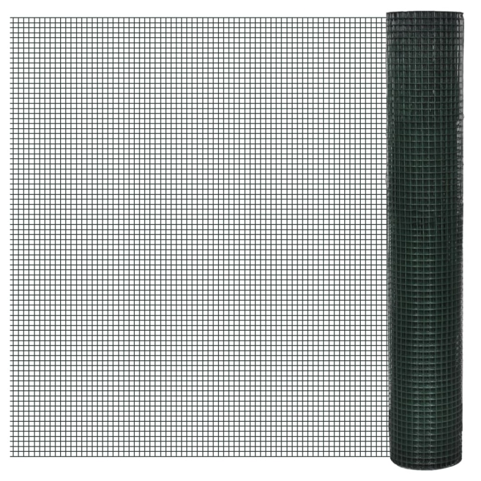 Plasă de sârmă găini, verde, 1 x 25 m, oțel galvanizat