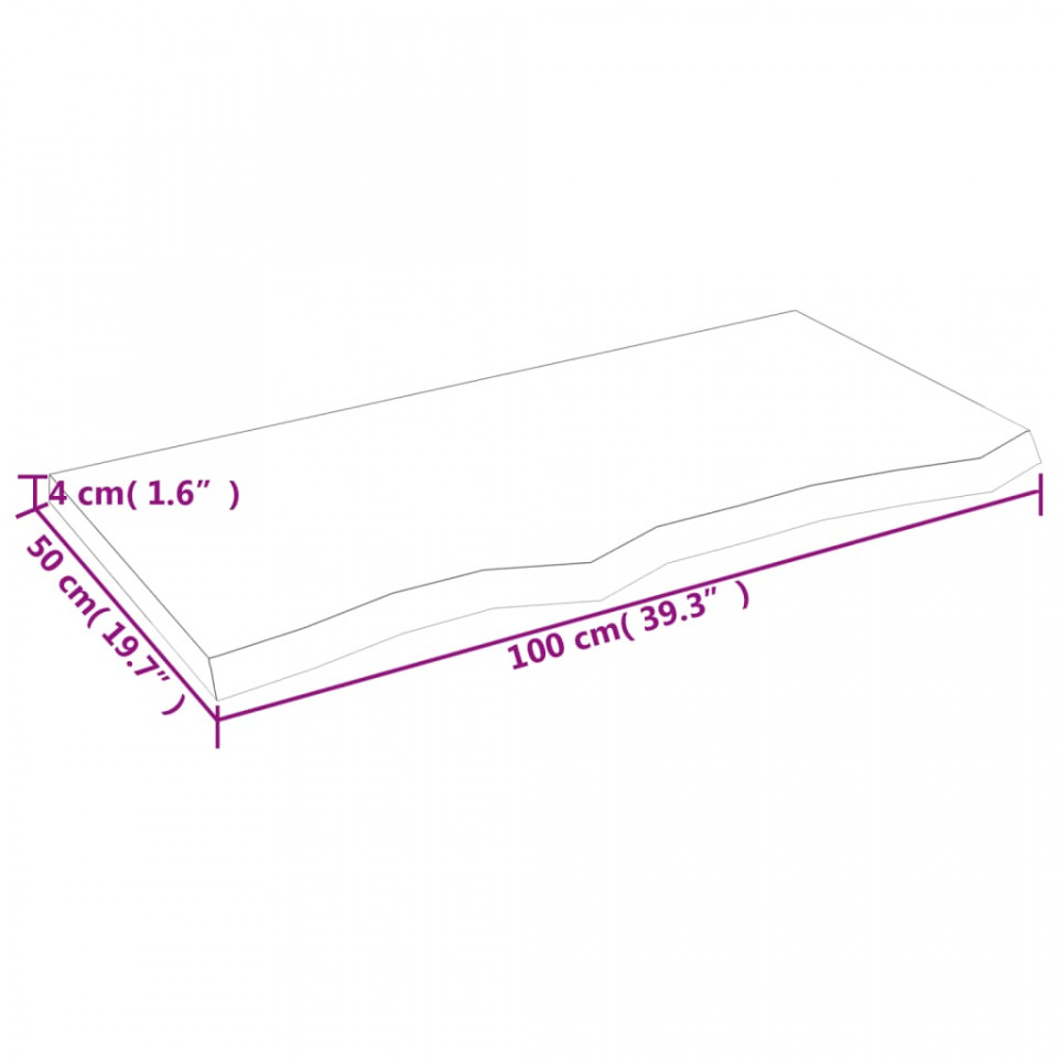 Poliță perete maro deschis 100x50x4 cm lemn masiv stejar tratat